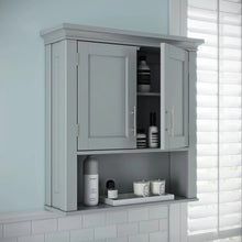 Home Somerset Collection 2-Door Bathroom Storage Wall Cabinet with 1 Open Shelf and 2 Interior Shelves, Gray
