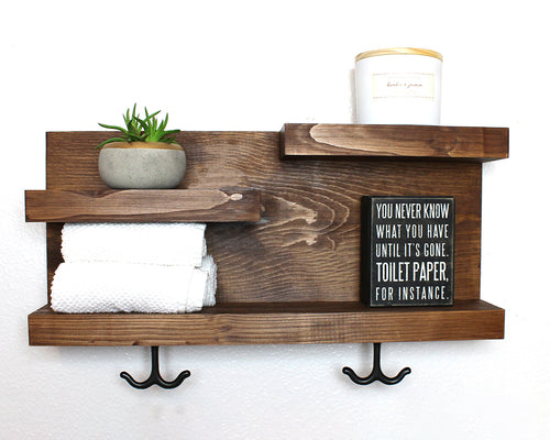 Bathroom Shelf with Towel Hooks