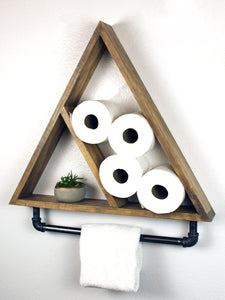 Bathroom Triangle Shelf with Industrial Towel Bar