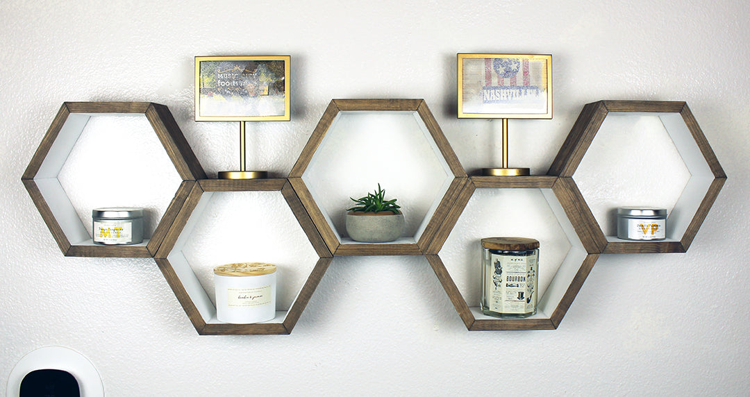 Hexagon Geometric Wall Shelves Set of 5 KBNDecor