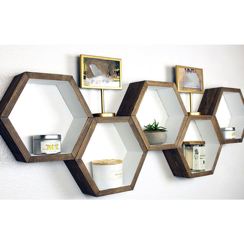 Hexagon Geometric Wall Shelves - Set of 5