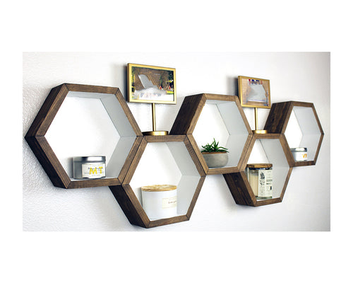 Hexagon Geometric Wall Shelves - Set of 5
