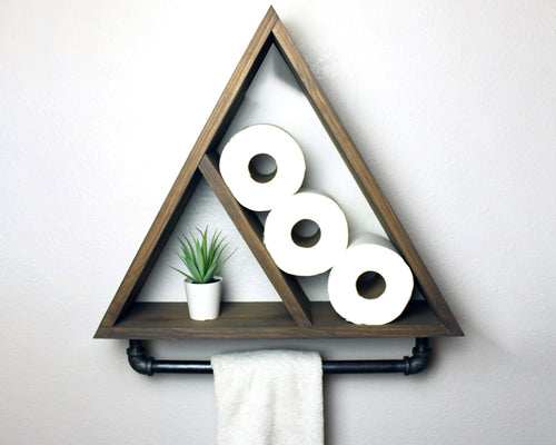Bathroom Triangle Shelf with Industrial Towel Bar