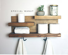 Bathroom Organizer Wall Shelf With Towel Hooks