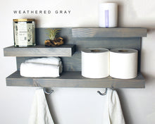 Bathroom Organizer Wall Shelf With Towel Hooks