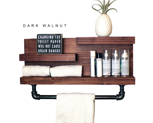 Bathroom Shelf with 18" Industrial Pipe Towel Bar