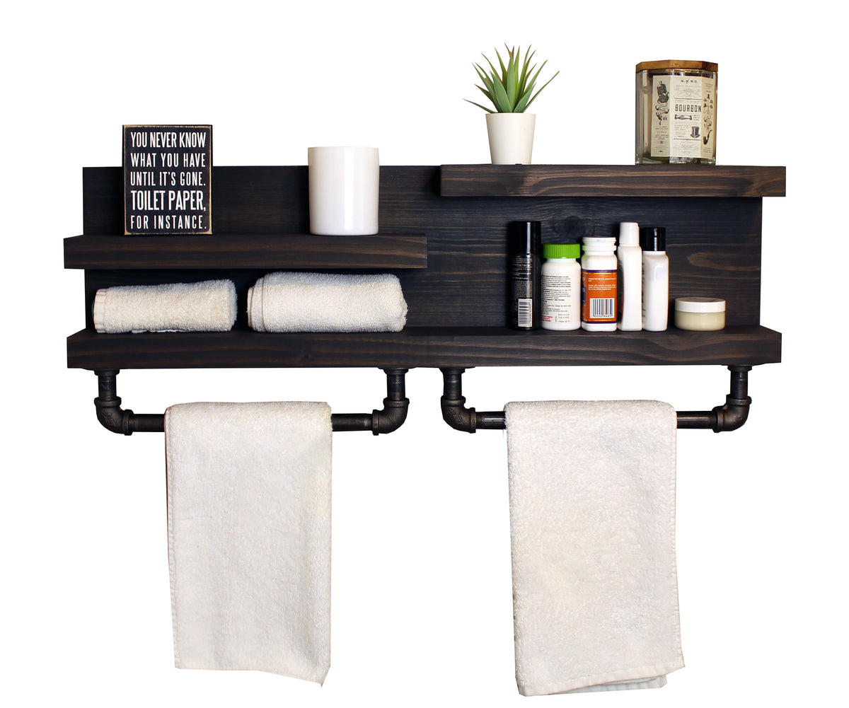 Bathroom Storage Shelf with Modern Towel Hooks – KBNDecor