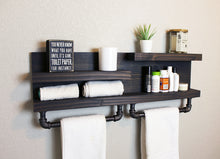 Bathroom Shelf with Industrial Pipe Towel Bars - Modern Farmhouse