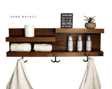 28" Bathroom Shelf Organizer with Towel Hooks - Modern Farmhouse Decor