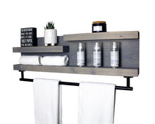 28" Bathroom Shelf Organizer with Modern Towel Bar - Modern Farmhouse Decor