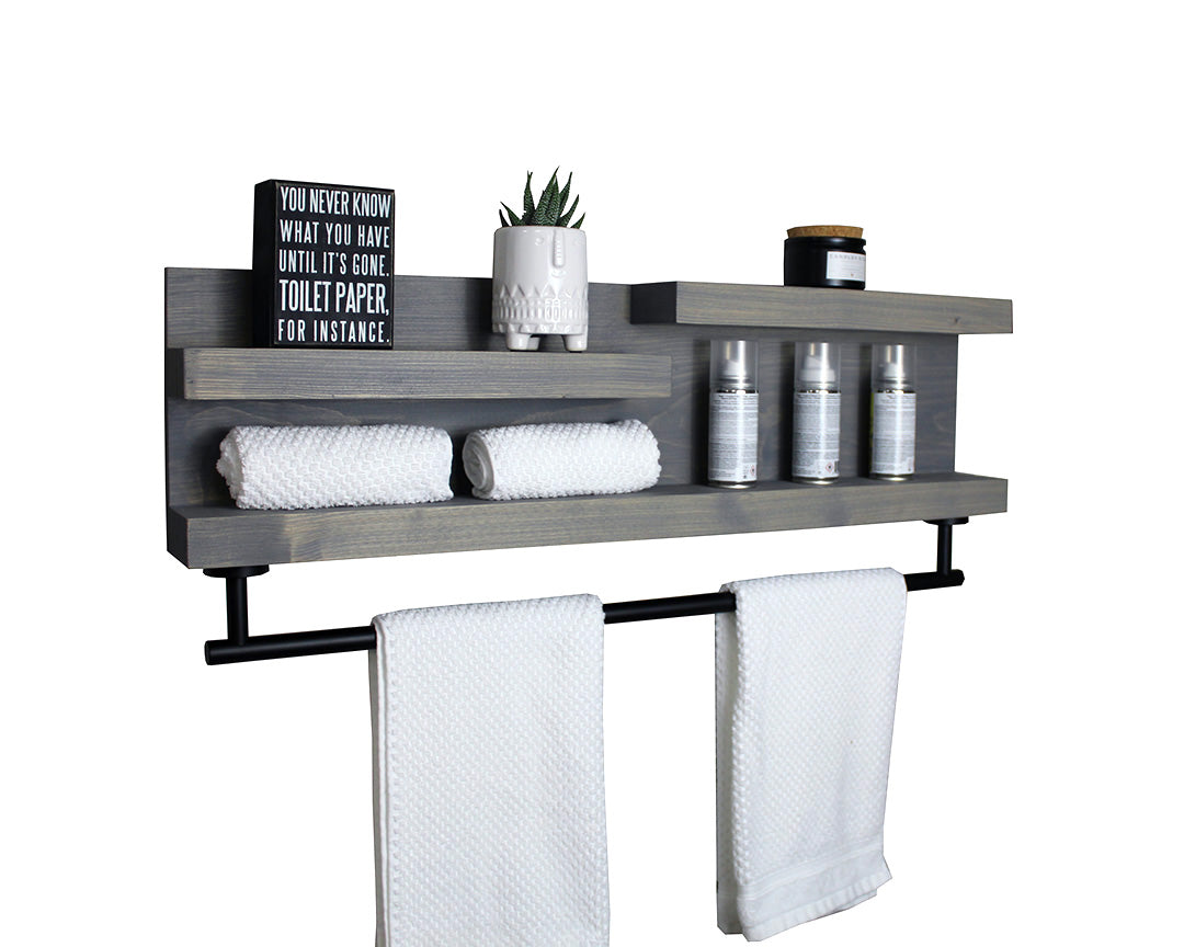 28 Bathroom Shelf Organizer With Towel Hooks Modern Farmhouse Decor 