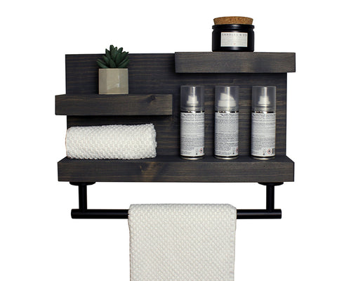 Bathroom Shelf Organizer with Modern Towel Bar