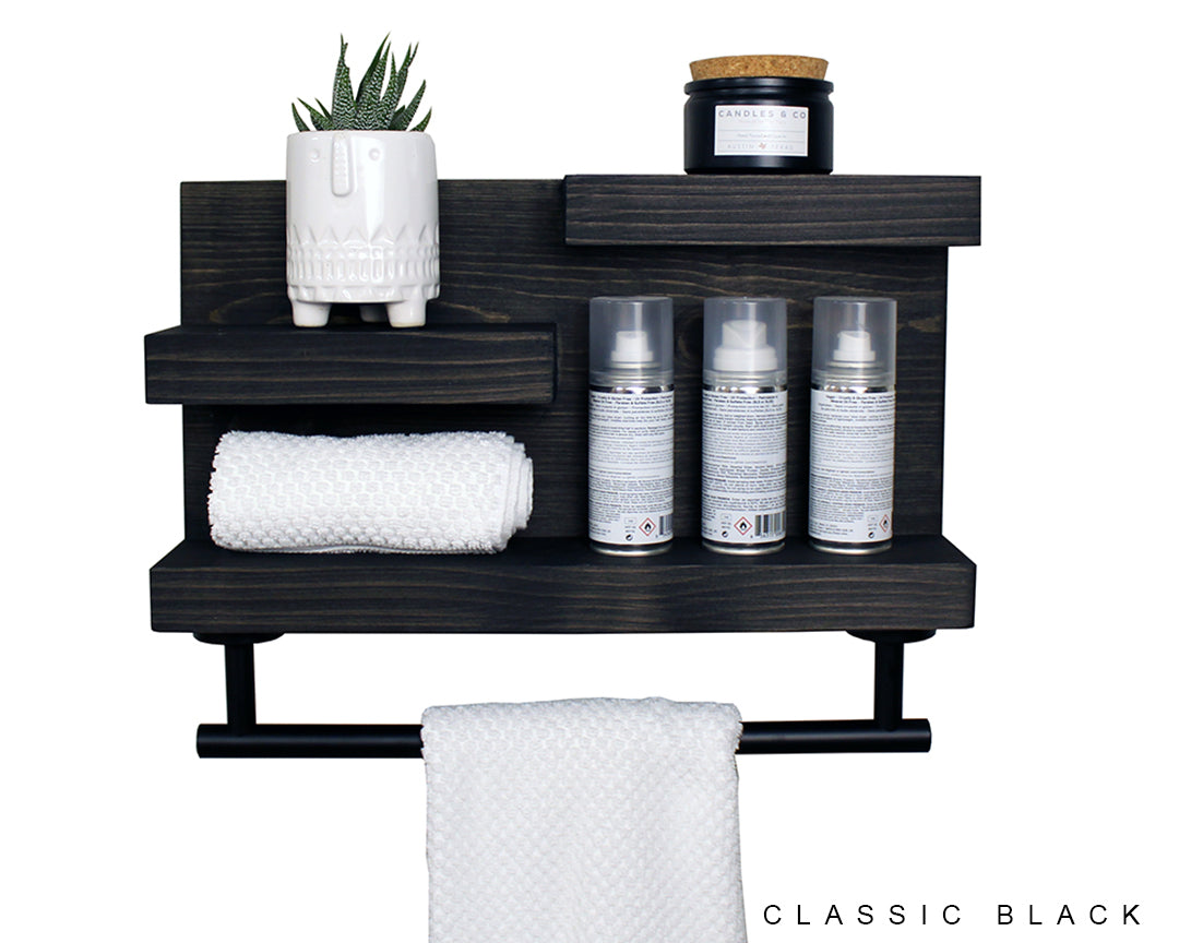 Bathroom Shelf Organizer with Modern Towel Bar - Main Image