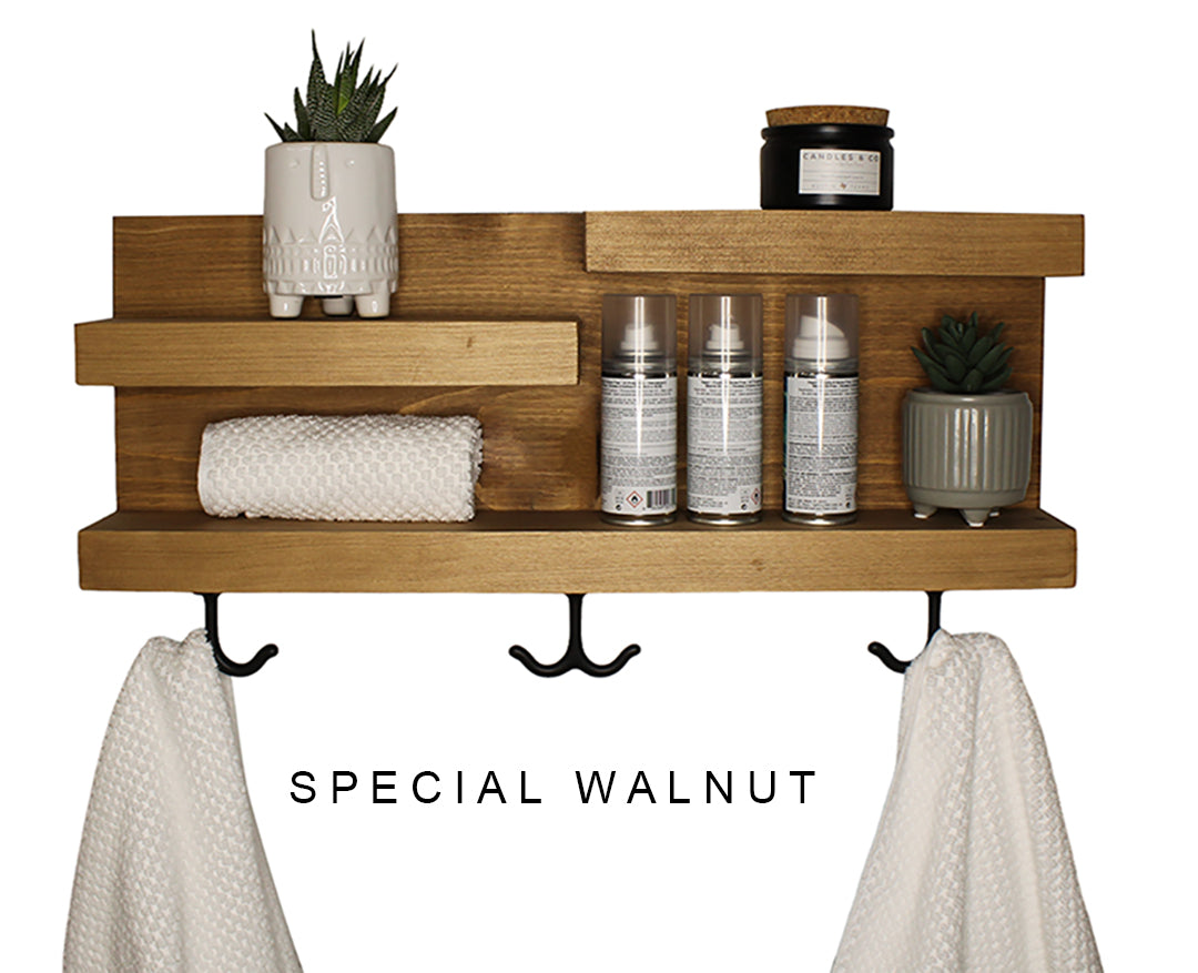 23 Bathroom Shelf with Modern Towel Hooks - Gray – KBNDecor