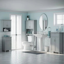 Home Somerset Collection 2-Door Bathroom Storage Wall Cabinet with 1 Open Shelf and 2 Interior Shelves, Gray