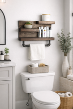 Bathroom Shelf with Industrial Farmhouse Towel Bar