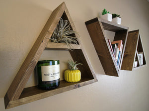 Floating Triangle Wall Shelves - Set Of Three