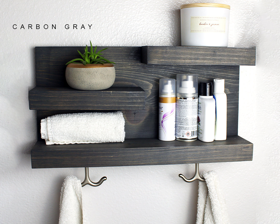 Bathroom Shelf with Towel Hooks – KBNDecor