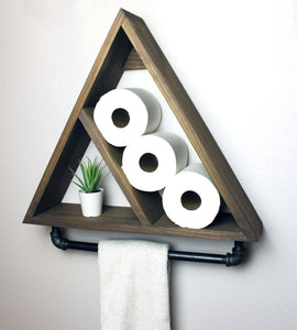 Bathroom Triangle Shelf with Industrial Towel Bar