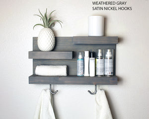 Bathroom Shelf with Towel Hooks