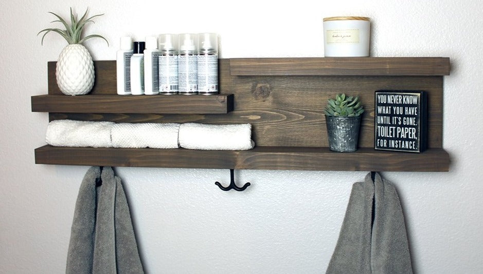 Bathroom Shelf with Towel Hooks – KBNDecor