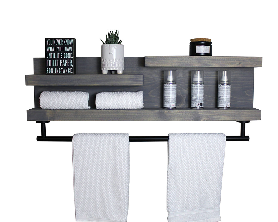 Bathroom Shelf with Industrial Pipe Towel Bars - Modern Farmhouse – KBNDecor